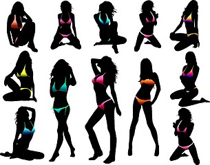 Image showing Bikini girls silhouette - vector