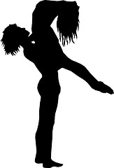 Image showing Ballet dance girl and boy silhouettes vector