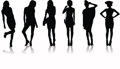 Image showing new set of various beautiful model girls in dress.