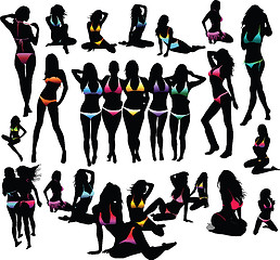 Image showing Bikini girls silhouette - vector