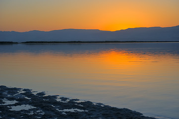 Image showing The Dead Sea before dawn 