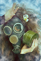 Image showing girl in a gas-mask             