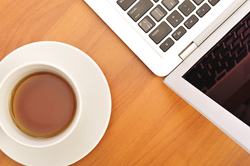 Image showing Laptop and Coffee     