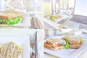 Image showing collage of photos with sandwiches       