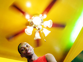 Image showing Man under a spinning light