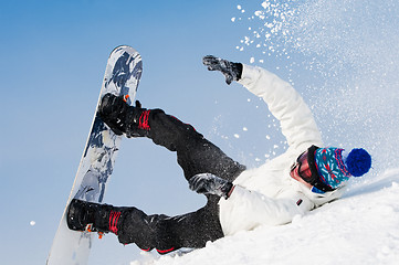 Image showing snowboard extreme falling