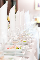 Image showing close-up catering table set