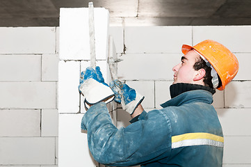 Image showing construction mason worker bricklayer