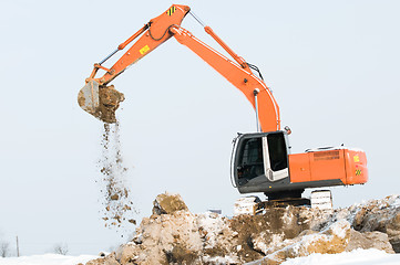 Image showing excavator loader at winter works