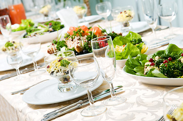 Image showing close-up catering table set