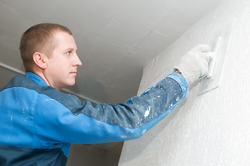 Image showing Plasterer at work