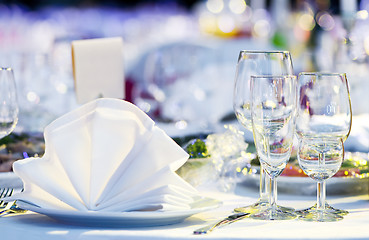 Image showing close-up catering table set