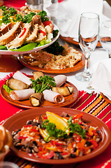 Image showing catering food table set decoration