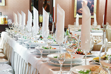 Image showing close-up catering table set