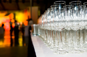 Image showing heap of stemware glass at party