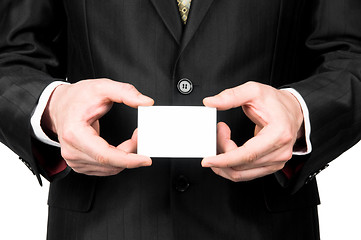 Image showing businessman's hands with empty card