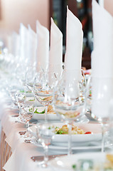 Image showing close-up catering table set