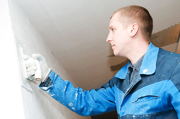 Image showing Plasterer at work