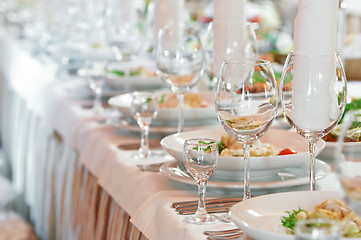 Image showing close-up catering table set