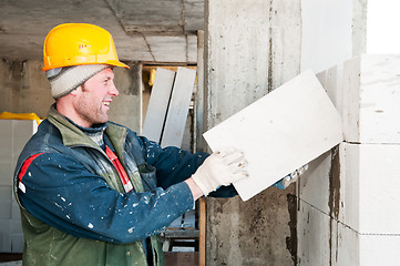 Image showing construction mason worker bricklayer