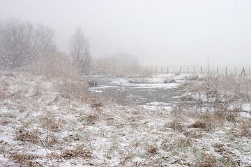 Image showing Ruhr valley meadows during snowfall