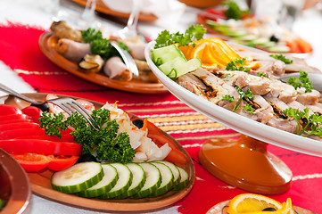 Image showing catering food table set decoration