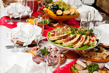 Image showing catering food table set decoration