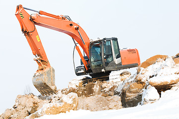 Image showing excavator loader at winter works