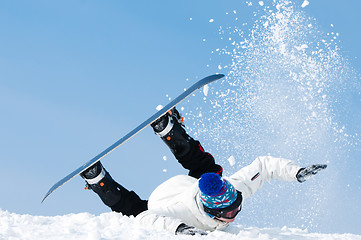 Image showing snowboard extreme falling