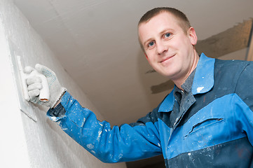 Image showing Plasterer at work