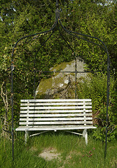 Image showing Old wooden garden bench