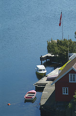 Image showing Summer house and boats in the south of Norway