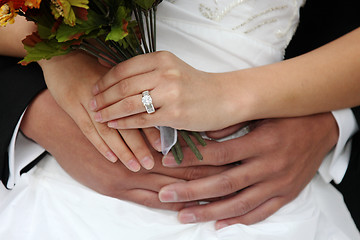 Image showing Beautiful Happy Newlywed Couple on Their Wedding Day