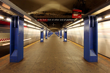 Image showing Long Exposure in a New York City Subway