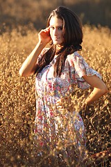 Image showing Beautiful Woman on a Field in Summertime 