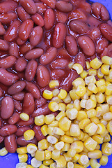 Image showing Red string bean in tomato sauce and corn