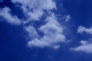 Image showing Clouds in the blue sky, pensive effect (soft focus)