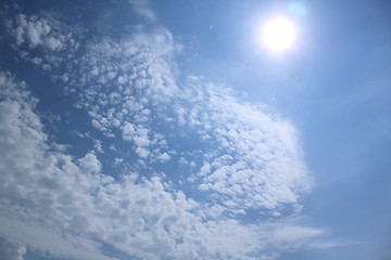 Image showing Fluffy clouds in the blue sky