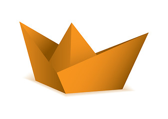 Image showing Oragami orange paper boat