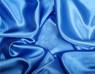 Image showing Smooth elegant blue silk can use as background 