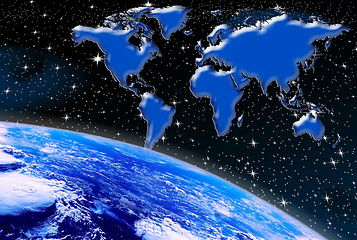 Image showing Earth and world map