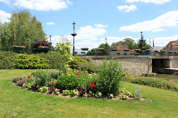 Image showing Flower garden and deck