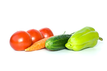 Image showing Tomatoes, carrot, cucumber and sweet pepper