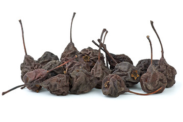 Image showing Few dried smoked pears isolated on the white background