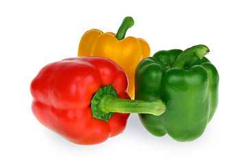 Image showing Red, yellow and green bell peppers