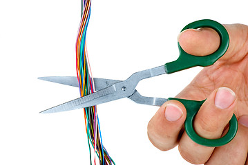 Image showing Scissors cut wires