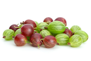 Image showing Pile of red and green gooseberries