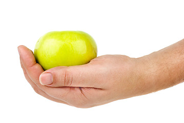 Image showing Green apple in hand