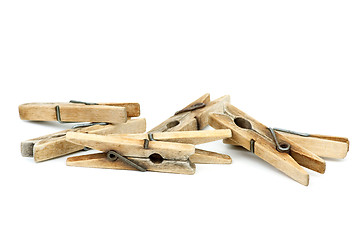 Image showing Few wooden clotespins