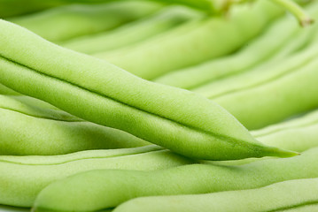 Image showing Close-up shot of green bean pods